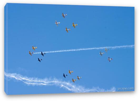 Warbirds flying in formation Fine Art Canvas Print