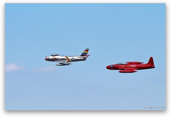 F-86 Sabre and T-33 Red Knight Fine Art Metal Print