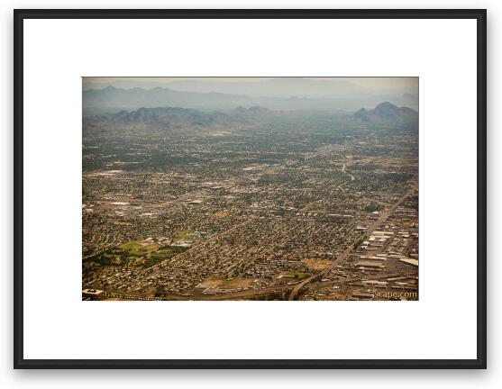 Aerial view of Phoenix urban sprawl Framed Fine Art Print