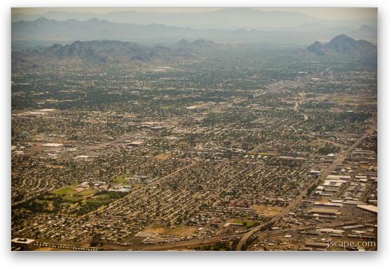 Aerial view of Phoenix urban sprawl Fine Art Metal Print