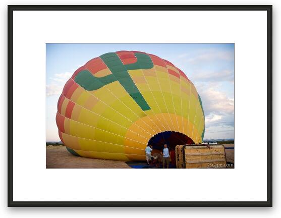 Hot air balloon being filled up Framed Fine Art Print