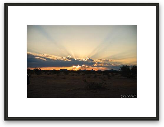 Sunrise poking through the clouds Framed Fine Art Print