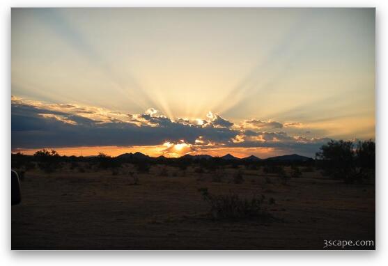 Sunrise poking through the clouds Fine Art Metal Print