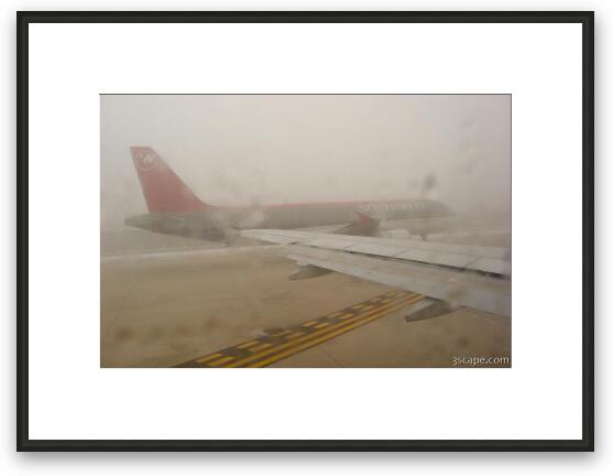 Thick fog at the airport delayed our flight two hours Framed Fine Art Print