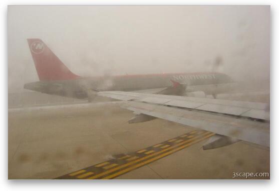 Thick fog at the airport delayed our flight two hours Fine Art Metal Print