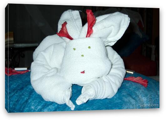 Bunny made from hand towels Fine Art Canvas Print