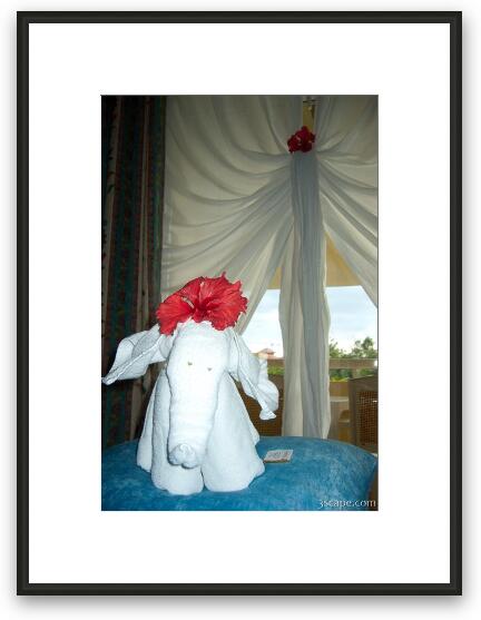 Elephant made from hand towels Framed Fine Art Print