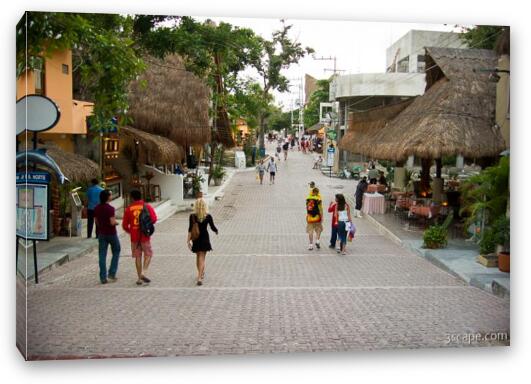 Fifth Avenue (Quinta Avenida), the main drag in Playa Del Carmen Fine Art Canvas Print