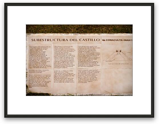 Plaque describing the substructure inside El Castillo Framed Fine Art Print