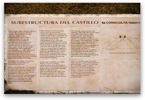 Plaque describing the substructure inside El Castillo Fine Art Print