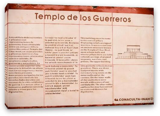 Plaque describing Temple of the Warriors Fine Art Canvas Print