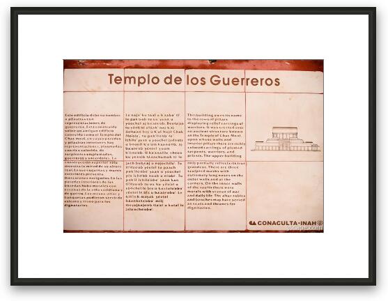 Plaque describing Temple of the Warriors Framed Fine Art Print