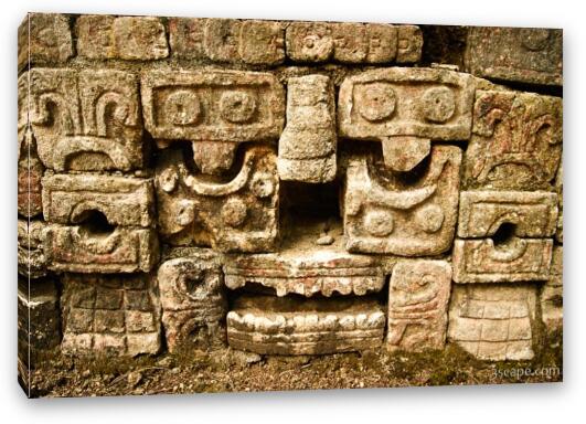 Carved face - Mayan art Fine Art Canvas Print