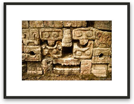 Carved face - Mayan art Framed Fine Art Print