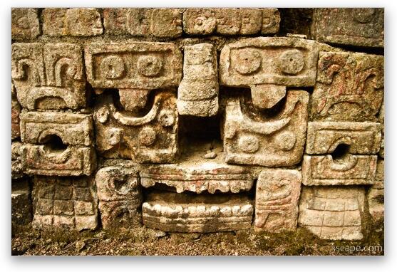 Carved face - Mayan art Fine Art Metal Print