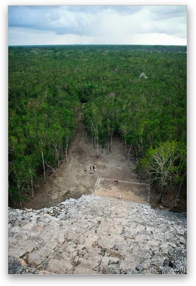 Looking down the steps of Coba's pyramid Fine Art Metal Print