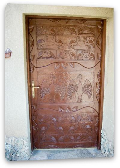 Ornately carved door of our room at the Sopa Fine Art Canvas Print