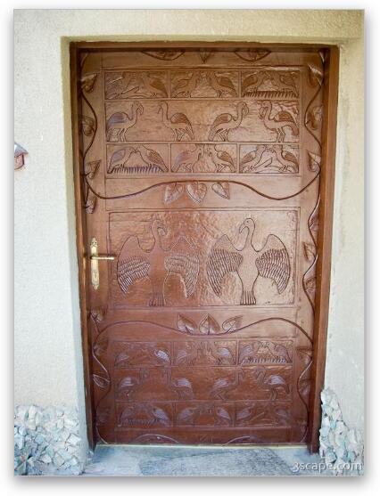 Ornately carved door of our room at the Sopa Fine Art Metal Print