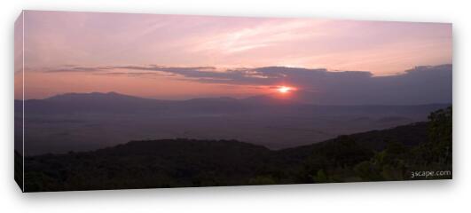Panoramic - Sunset over Ngorongoro crater Fine Art Canvas Print