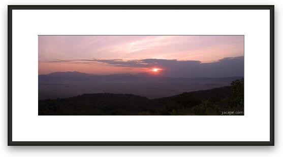 Panoramic - Sunset over Ngorongoro crater Framed Fine Art Print