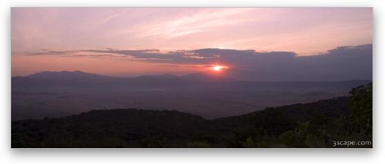 Panoramic - Sunset over Ngorongoro crater Fine Art Metal Print