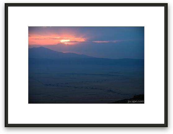 Sunset over the crater Framed Fine Art Print