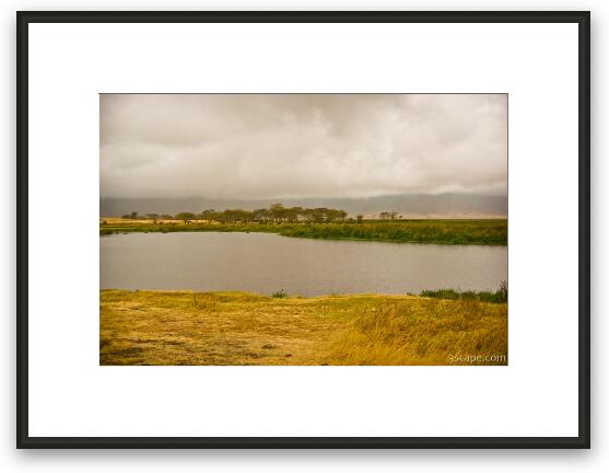 One of two hippo ponds in the crater Framed Fine Art Print