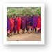 Group of Maasai men prepping for a welcome song and dance Art Print