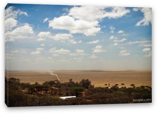 The long dusty road leading into Serengeti National Park Fine Art Canvas Print