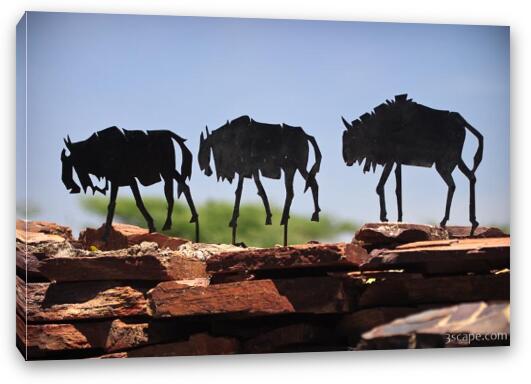 Wildebeest sculpture at Serengeti Visitors Center Fine Art Canvas Print