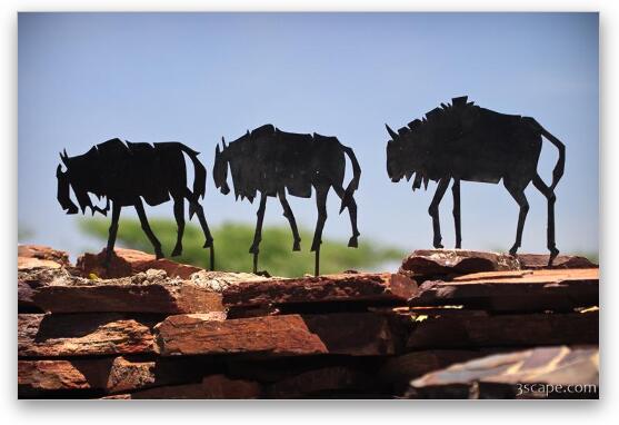 Wildebeest sculpture at Serengeti Visitors Center Fine Art Metal Print