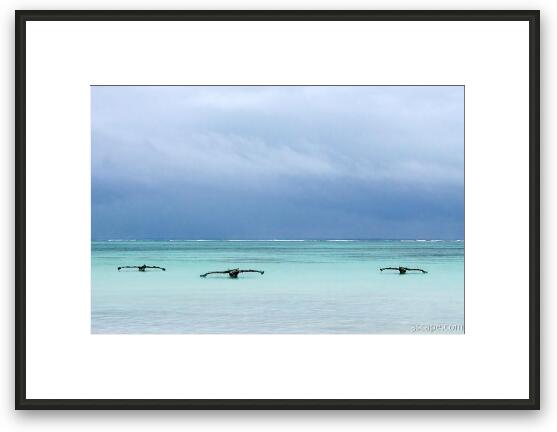 Boats and an approaching storm Framed Fine Art Print