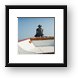 Dive master riding on the front of our bouncing boat Framed Print