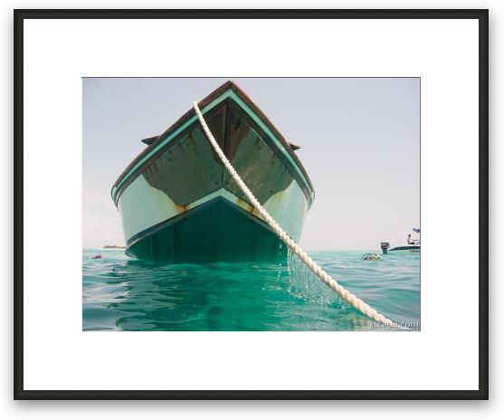 Boat from the water's perspective Framed Fine Art Print