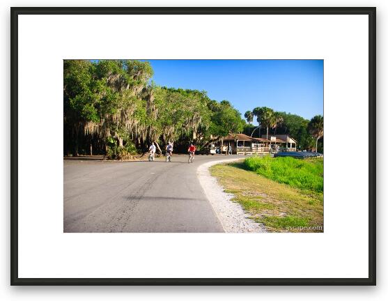 Morning bikers, and the General Store Framed Fine Art Print