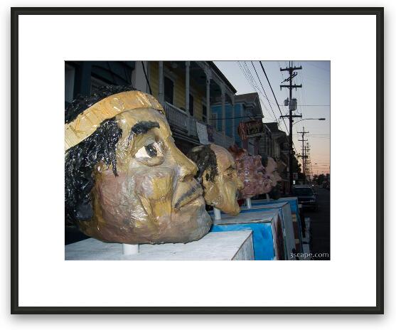 Giant heads waiting for the parade Framed Fine Art Print