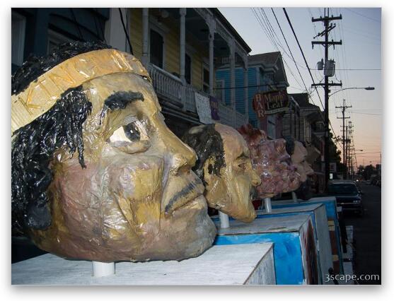 Giant heads waiting for the parade Fine Art Metal Print