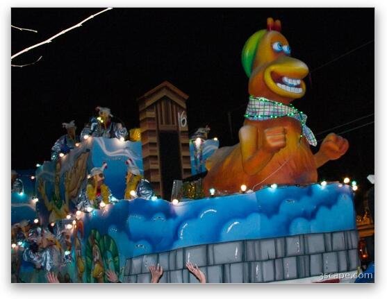 Chicken Run Float (Krewe of Bacchus) Fine Art Print by Adam Romanowicz