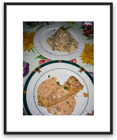 Shrimp and Alligator Sausage Cheesecake Framed Fine Art Print