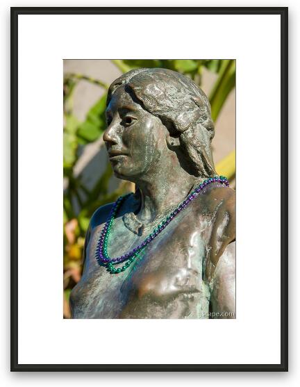 Fountain Lady Statue with beads Framed Fine Art Print