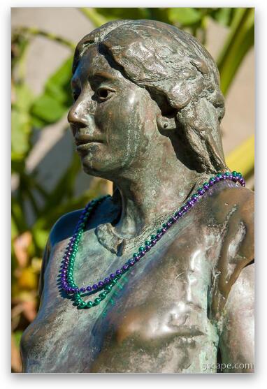 Fountain Lady Statue with beads Fine Art Metal Print