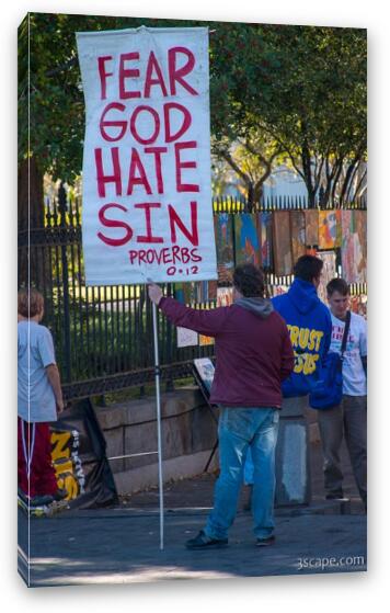 Fear God Hate Sin - preachers in Jackson Square Fine Art Canvas Print