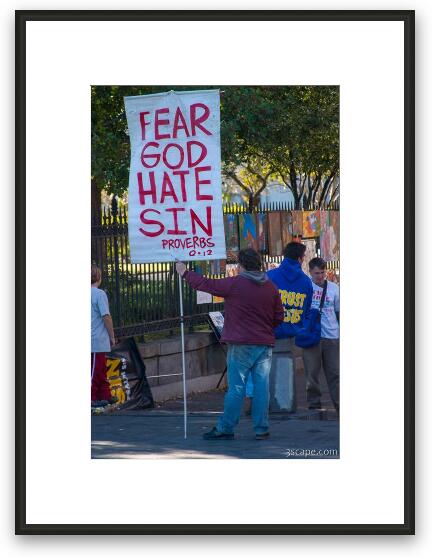 Fear God Hate Sin - preachers in Jackson Square Framed Fine Art Print