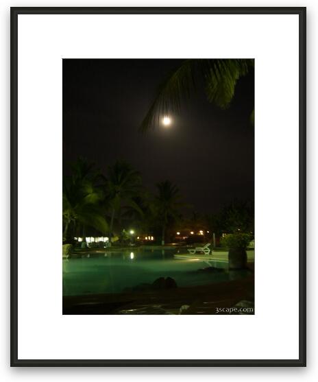 Moon light over the pool Framed Fine Art Print