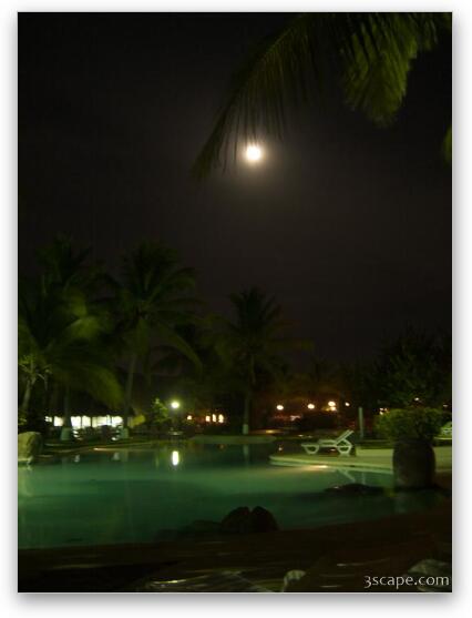 Moon light over the pool Fine Art Metal Print