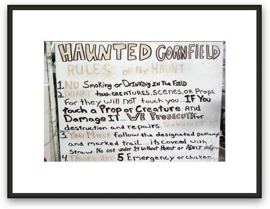 Strict rules for the haunted cornfield Framed Fine Art Print