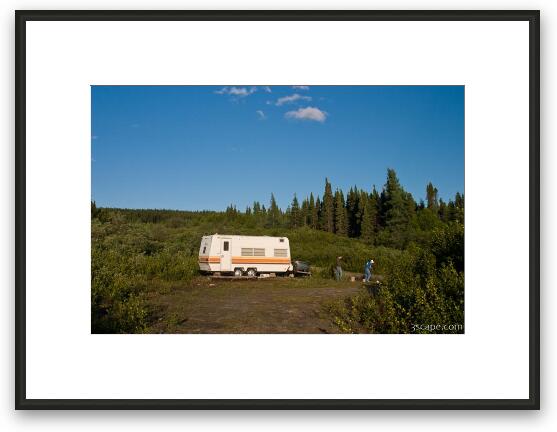 Camper at our campsite near Lac Barbel Framed Fine Art Print