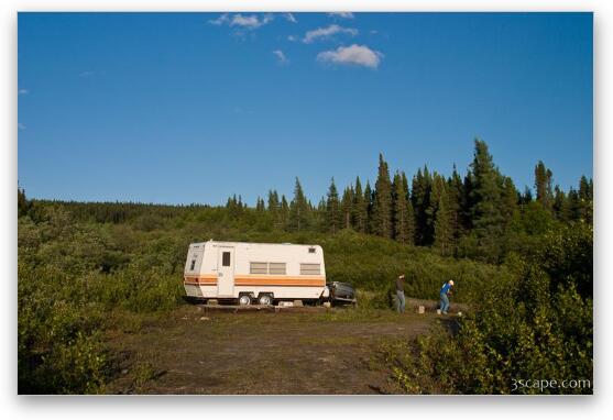 Camper at our campsite near Lac Barbel Fine Art Metal Print