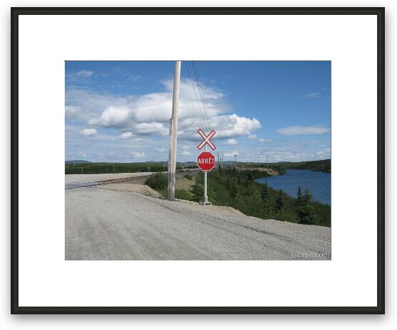 One of many railroad crossings between Gagnon and Fire Lake Framed Fine Art Print