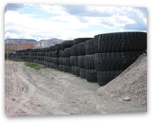 Huge truck tires from mining operation Fine Art Canvas Print